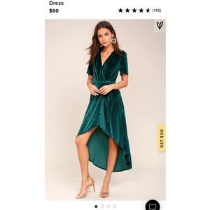 Lulu’s Green Velvet wrap dress